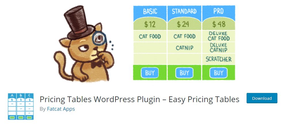 plugin tạo bảng giá wordpress pricing table