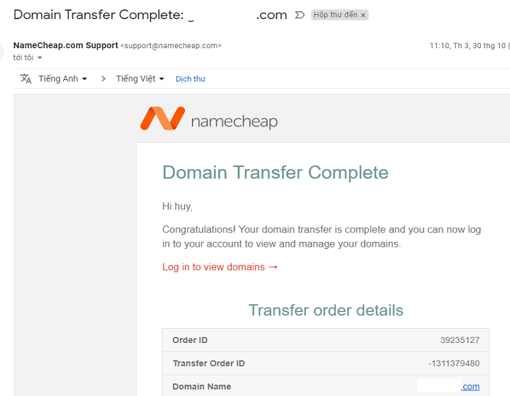 Hướng dẫn transfer tên miền từ GoDaddy về NameCheap