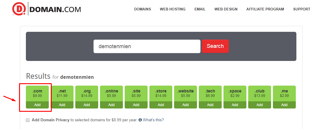 hướng dẫn đăng ký tên miền tại domain.com