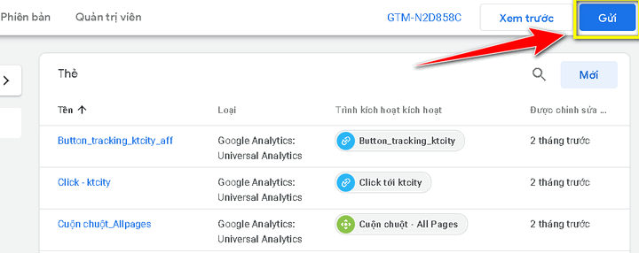 cài đặt google analytics bằng google tag manager