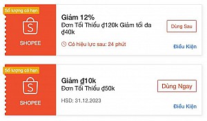 TỔNG HỢP MÃ SHOPEE, LAZADA TỪ H00 TỚI 21H00 NGÀY 04/12