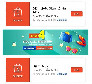 TỔNG HỢP MÃ SHOPEE, LAZADA NGÀY 05/06