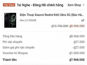 Lên kèo K60U mới nhất 0H 15.11 trên SHOPEE