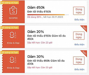 MÃ SHOPEE KHUYẾN MẠI TỪ 20-30% ÁP DỤNG ĐƯỢC ĐA SỐ SẢN PHẨM