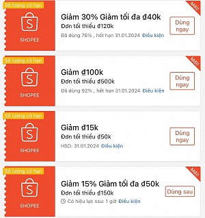 TỔNG HỢP MÃ SHOPEE, LAZADA NGÀY 22/01