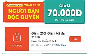 TỔNG HỢP MÃ SHOPEE, LAZADA NGÀY 10/07