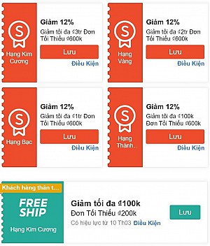 TỔNG HỢP MÃ SHOPEE, LAZADA NGÀY 10/03