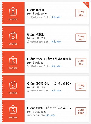 TỔNG HỢP MÃ SHOPEE, LAZADA NGÀY 26/04