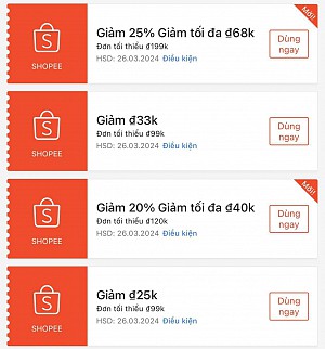 TỔNG HỢP MÃ SHOPEE, LAZADA NGÀY 24/03