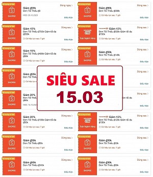 TỔNG HỢP MÃ SHOPEE, LAZADA NGÀY 15/03