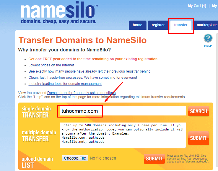 hướng dẫn transfer tên miền sang nhà cung cấp khác