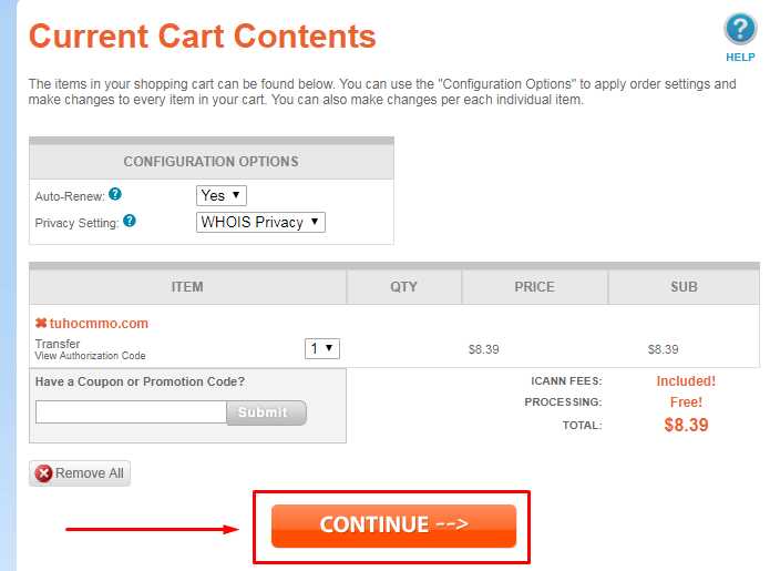 hướng dẫn transfer tên miền từ 1&1 về namesilo