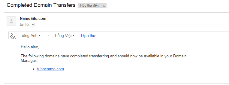 hướng dẫn transfer tên miền từ 1&1 tới namesilo