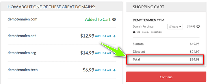 Mã giảm giá Domain.com